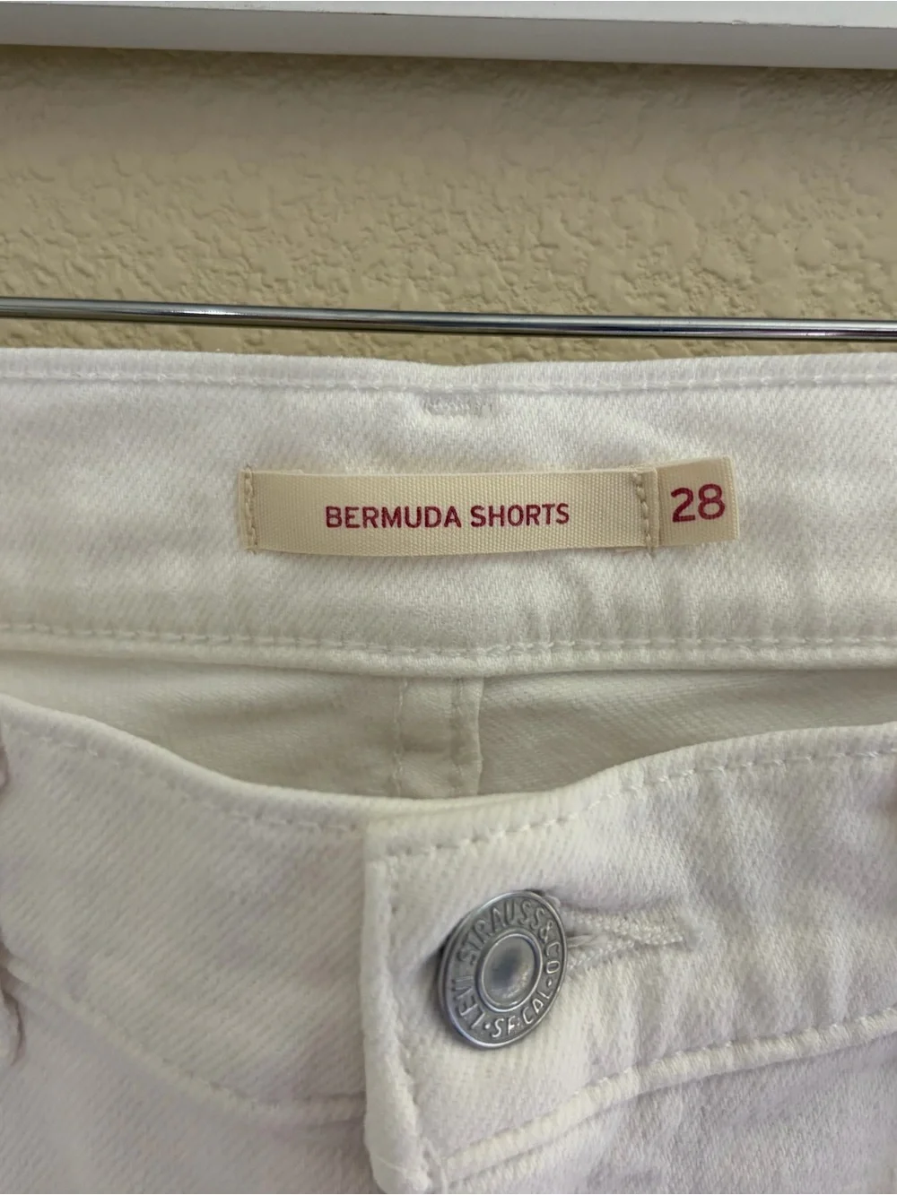 Levi's White Denim Bermuda Shorts